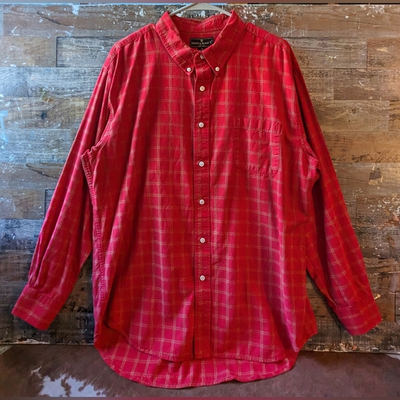 Upcycled Handcrafted Dip Dyed Bleached Red Plaid Button Down Shirt W God Speed - Picture 9 of 14